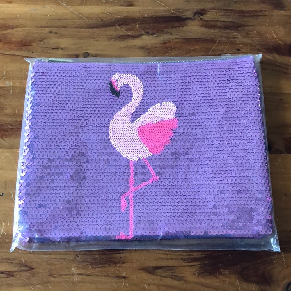 NIP Flamingo Sequin Clutch